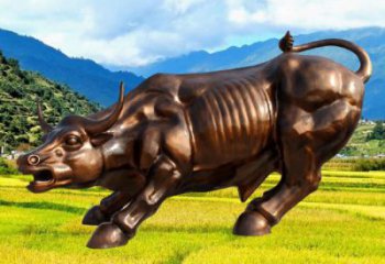 華爾街牛雕塑廠家，玻璃鋼動物擺件，公園仿真動物小品