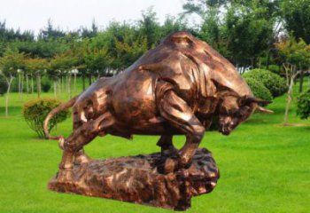 開荒牛雕塑廠家，農耕動物小品，玻璃鋼仿真開荒牛雕塑廠