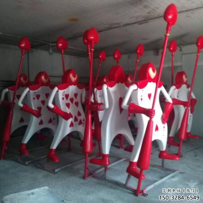 撲克雕塑廠家，抽象景觀雕塑，彩繪撲克雕塑廠