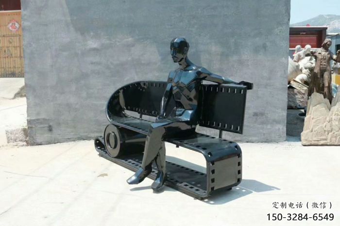 坐凳雕塑擺件,古銅色坐凳雕塑廠家