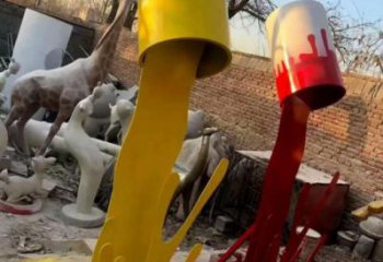 古銅色油漆桶雕塑 大型城市雕塑 商業(yè)街?jǐn)[件