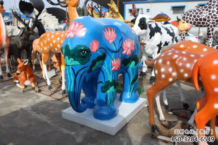 田間大象雕塑廠家 彩繪仿真雕塑 園林擺件