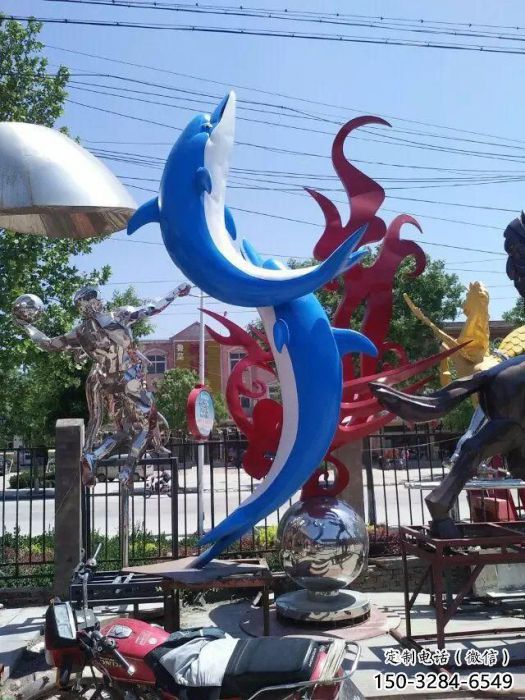 創意海豚雕塑廠家 步行街店門口雕塑 影視劇小品