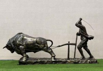 大型農耕牛雕塑廠家 商業街廣場雕塑 古銅色擺件