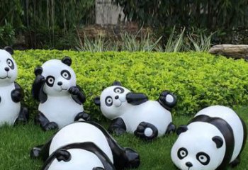 公園熊貓雕塑廠家 酒店門口雕塑 彩繪擺件