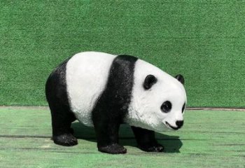 仿古熊貓雕塑廠家 庭院彩繪雕塑 田間小品