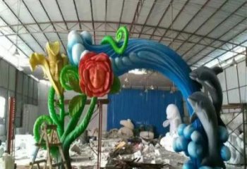 城市海豚雕塑廠家 風景區(qū)彩繪雕塑 抽象擺件