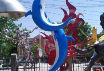 創(chuàng)意海豚雕塑廠家 步行街店門口雕塑 影視劇小品