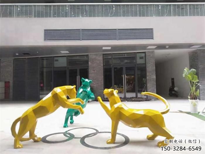 公園豹子雕塑廠家 酒店門口雕塑 彩繪擺件