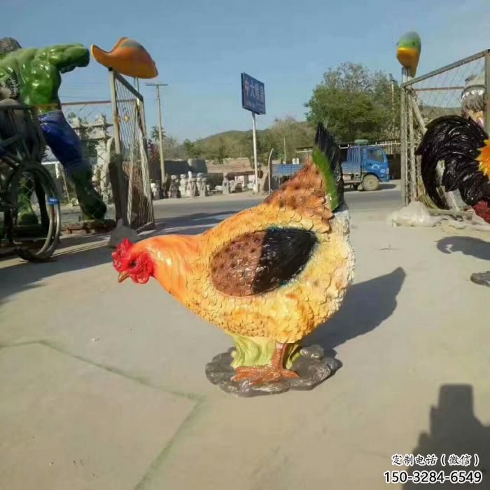 店門口公雞雕塑廠家 創(chuàng)意家禽雕塑 仿真擺件