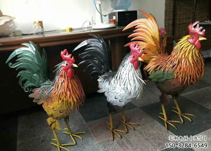 田間公雞雕塑廠家 彩繪仿真雕塑 園林擺件