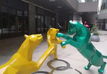 酒店豹子雕塑廠家 庭院仿真雕塑 彩繪小品