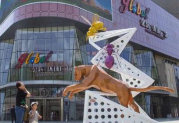 商業街豹子雕塑廠家 售樓處學校雕塑 動物擺件