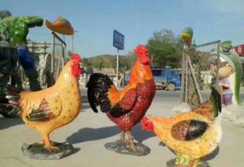 商業街公雞雕塑廠家 售樓處學校雕塑 家禽擺件