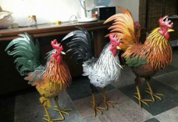 田間公雞雕塑廠家 彩繪仿真雕塑 園林擺件