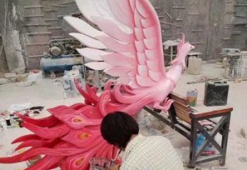公園鳳凰雕塑廠家 酒店門口雕塑 彩繪擺件