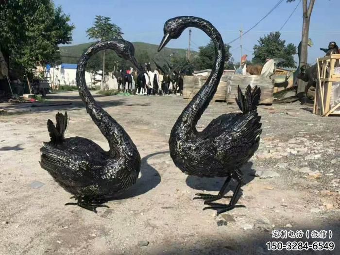 仿真天鵝雕塑 店門口園林雕塑 動物小品制作