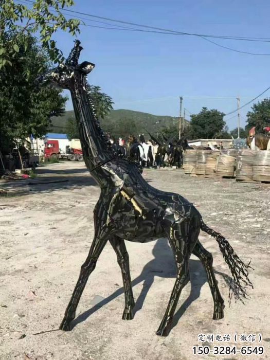 仿古長頸鹿雕塑 庭院彩繪雕塑 田間小品
