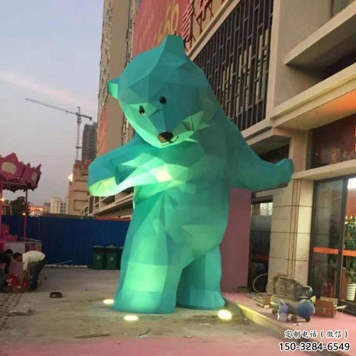 幾何北極熊雕塑 庭院仿真雕塑 彩繪擺件