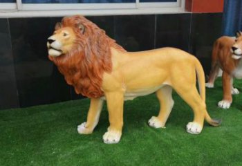 彩繪獅子雕塑 仿真動物雕塑 步行街擺件