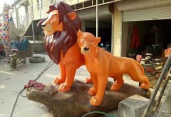 幾何獅子雕塑 庭院仿真雕塑 彩繪擺件