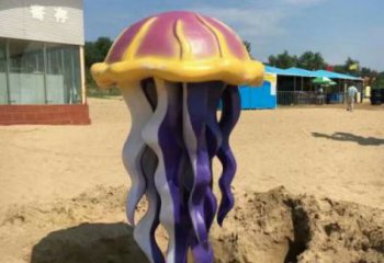 彩繪水母雕塑 仿真海洋生物雕塑 步行街擺件