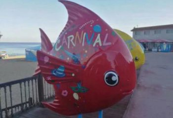 彩繪金魚雕塑 仿真海洋生物雕塑 步行街擺件