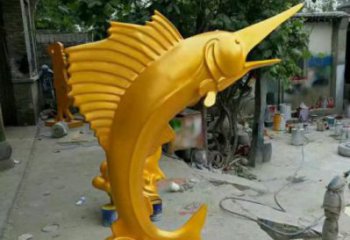 幾何劍魚(yú)雕塑 庭院仿真雕塑 彩繪擺件