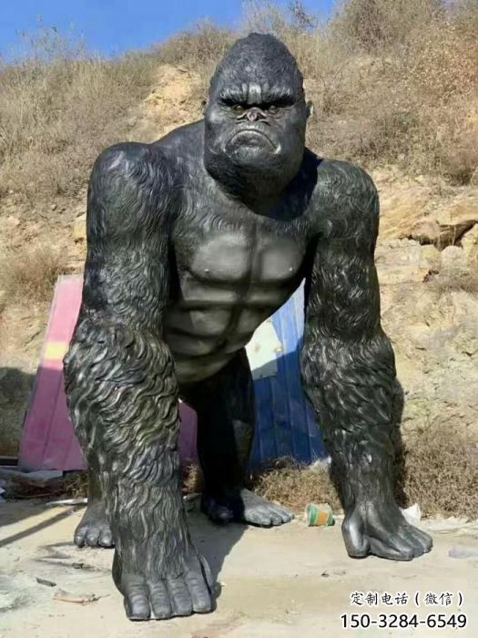 彩繪大猩猩雕塑 仿真動物雕塑 步行街?jǐn)[件