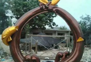 古銅色鯉魚雕塑 大型城市雕塑 商業(yè)街?jǐn)[件