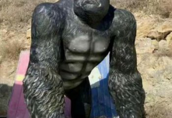 彩繪大猩猩雕塑 仿真動物雕塑 步行街擺件