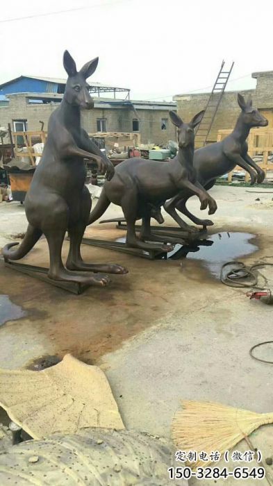 古銅色袋鼠雕塑 大型城市雕塑 商業街擺件