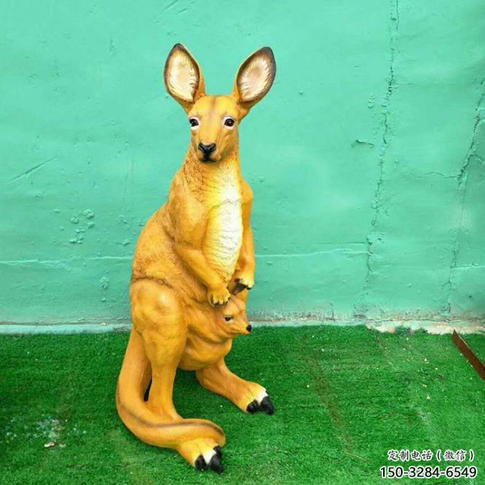 幾何袋鼠雕塑 庭院仿真雕塑 彩繪擺件