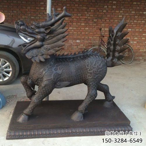 古銅色獨(dú)角獸雕塑 大型城市雕塑 商業(yè)街?jǐn)[件