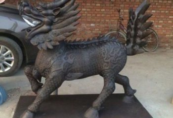 古銅色獨角獸雕塑 大型城市雕塑 商業街擺件