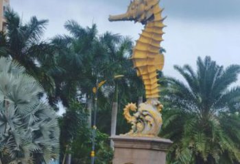 園林海馬雕塑 田間彩繪雕塑 仿真擺件