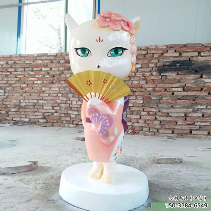 抽象狐貍雕塑 店門口彩繪雕塑 步行街擺件