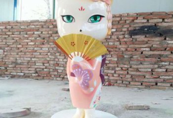 抽象狐貍雕塑 店門口彩繪雕塑 步行街擺件