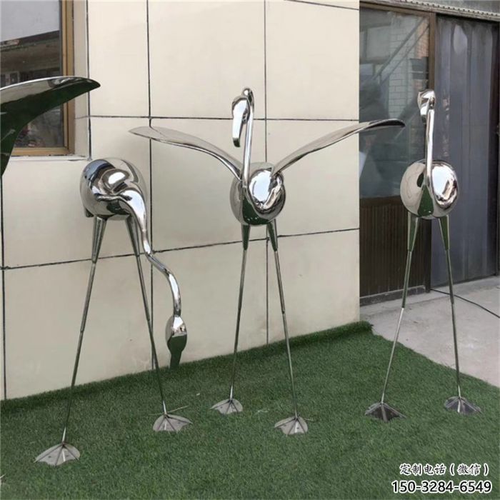 酒店丹頂鶴雕塑 庭院仿真雕塑 彩繪小品