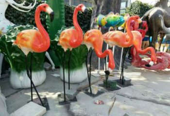 城市火烈鳥雕塑 風景區(qū)彩繪雕塑 抽象擺件