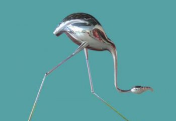 仿古火烈鳥雕塑 庭院彩繪雕塑 田間小品