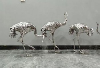 公園丹頂鶴雕塑 酒店門口雕塑 彩繪擺件