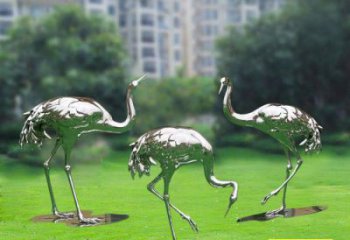 田間丹頂鶴雕塑 彩繪仿真雕塑 園林擺件