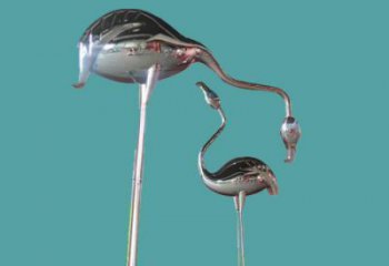 抽象仙鶴雕塑 店門口彩繪雕塑 步行街擺件