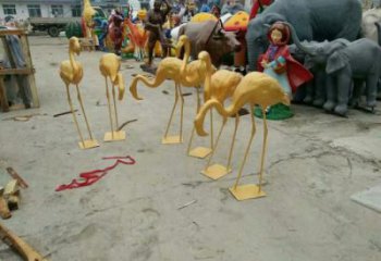 仿古仙鶴雕塑 庭院彩繪雕塑 田間小品