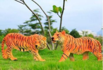 園林老虎雕塑 田間彩繪雕塑 仿真擺件