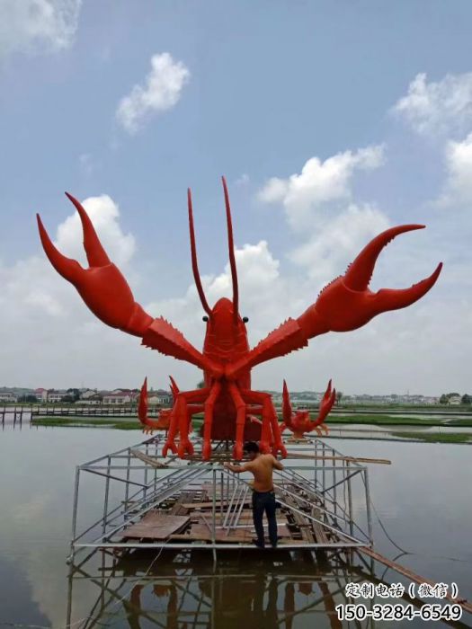 彩繪龍蝦雕塑 仿真動(dòng)物雕塑 步行街?jǐn)[件