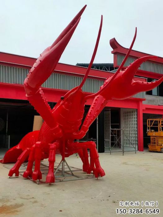 田間龍蝦雕塑 彩繪仿真雕塑 園林擺件