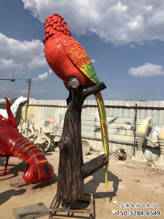 公園鸚鵡雕塑 酒店門(mén)口雕塑 彩繪擺件