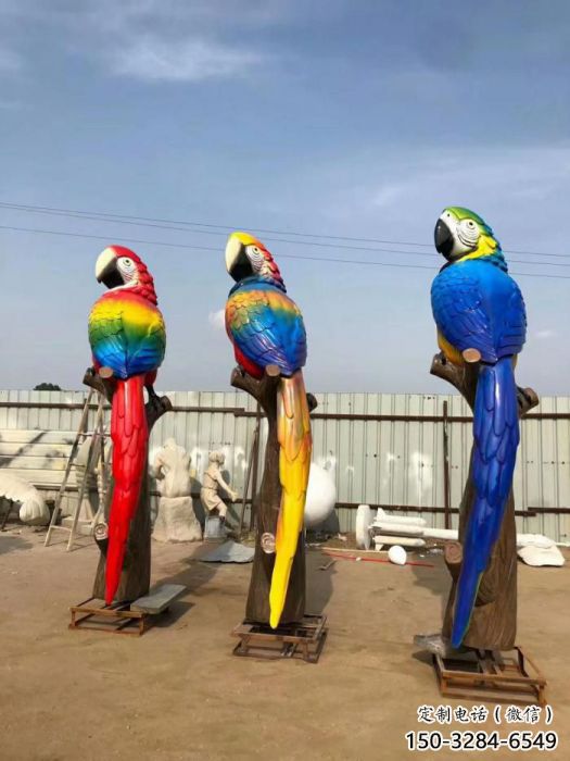 酒店鸚鵡雕塑 庭院仿真雕塑 彩繪小品